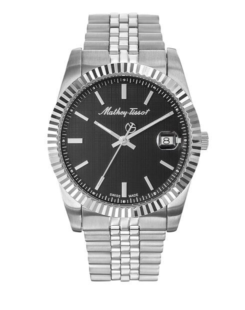 RONDA 515 H3 Quartz herenhorloge van Zwitserse makelij in zilverstaal