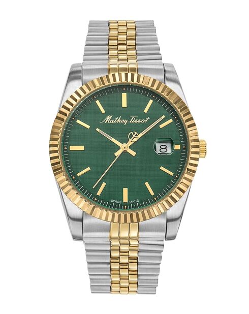 Montre Homme Quartz Swiss Made RONDA 515 H3 en Acier Bicolor argenté/doré