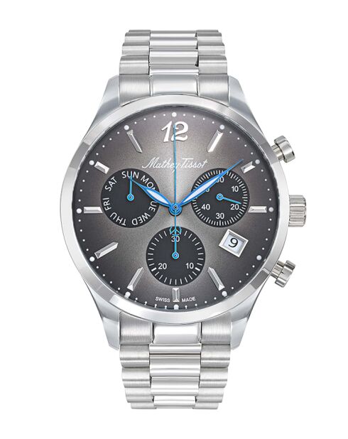 RONDA Z60 Chrono Swiss Made herenhorloge van zilverkleurig staal