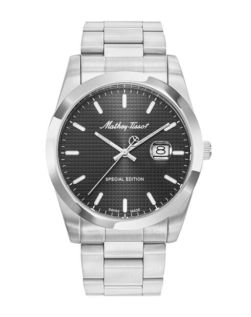 RONDA 505 H3 Quartz herenhorloge van Zwitserse makelij in zilverstaal