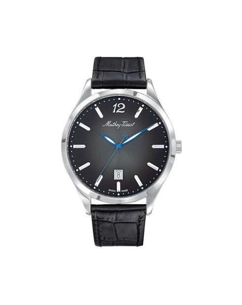 Reloj de cuarzo para mujer RONDA 505h6 fabricado en Suiza en piel negra