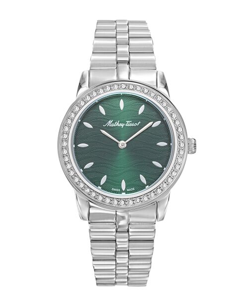 Montre Femme Quartz Swiss Made RONDA 1062 en Acier argentée