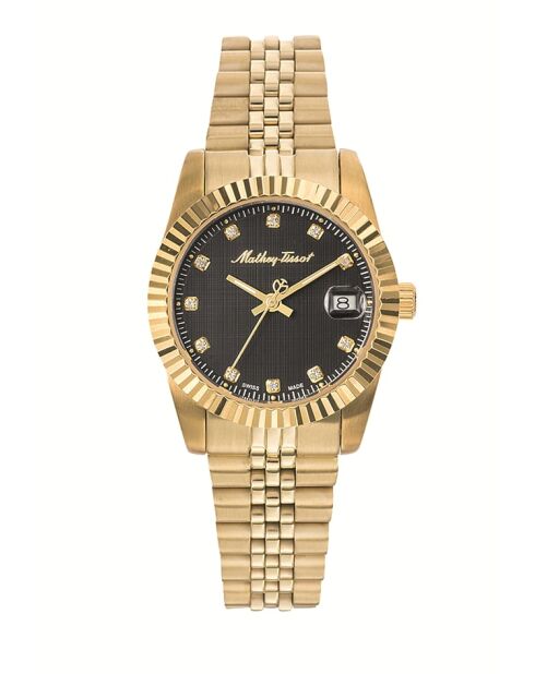 Montre Femme Quartz Swiss Made RONDA 585 H3 en Acier dorée