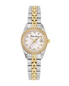 Quartz Swiss Made RONDA 585 H3 horloge voor dames, zilverkleurig staal