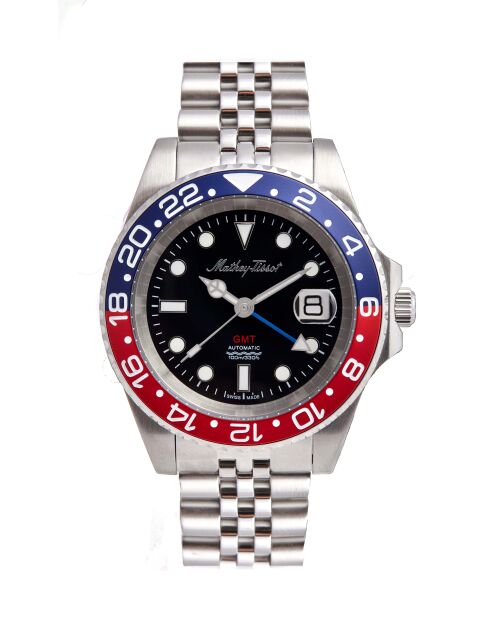 Automatisch peseux P293 horloge van Zwitserse makelij voor heren, zilverkleurig staal