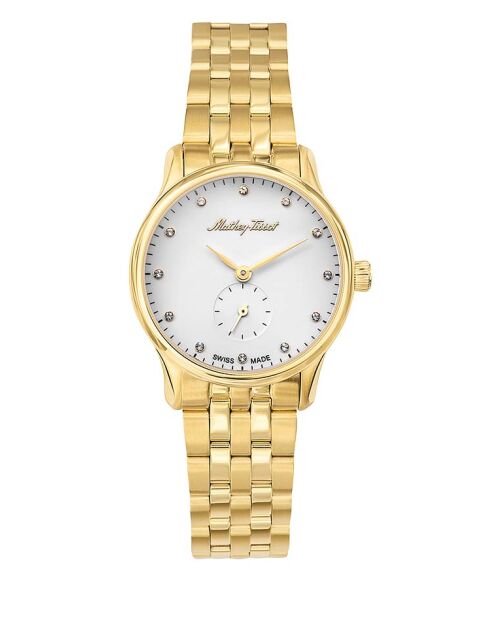Montre Femme Quartz Swiss Made RONDA 1064 en Acier dorée