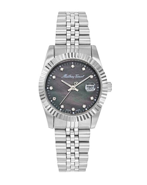 Reloj de cuarzo de acero plateado RONDA 585 H3 fabricado en Suiza para mujer