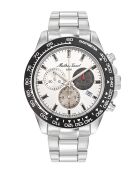 RONDA 5030D Quarzuhr für Herren, hergestellt in der Schweiz, aus silbernem Stahl