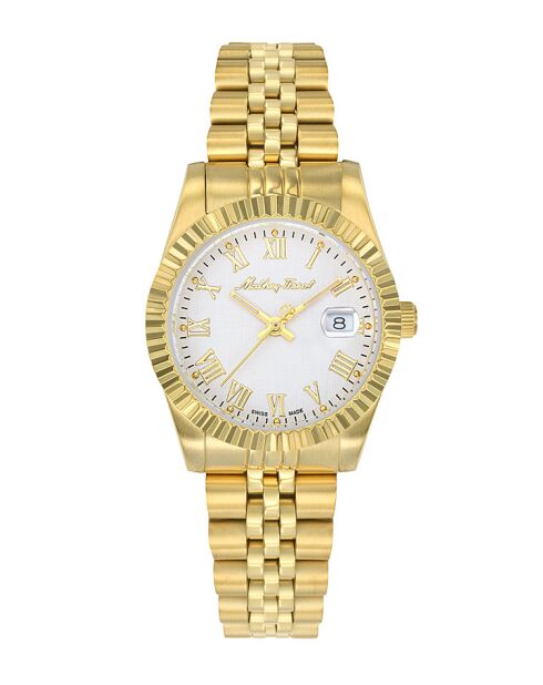 Montre Femme Quartz Swiss Made RONDA 585 H3 en Acier dorée