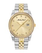 RONDA 515 H3 Quarzuhr für Damen, in der Schweiz hergestellt, aus zweifarbigem Silber-/Goldstahl