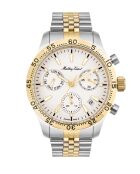Reloj Chrono Swiss Made Ronda Z60 para hombre en acero bicolor plateado/dorado