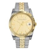 RONDA 515 H3 Quarzuhr für Herren, hergestellt in der Schweiz, aus zweifarbigem Silber-/Goldstahl