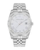 RONDA 515 H3 Quarzuhr für Herren, hergestellt in der Schweiz, aus silbernem Stahl
