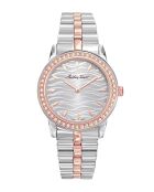 RONDA 1062 Orologio svizzero al quarzo da donna in acciaio bicolore argento/oro rosa