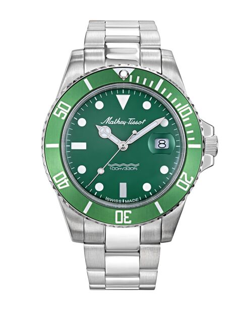 Ronda 505h3 Quarzuhr für Herren, hergestellt in der Schweiz, aus silbernem Stahl