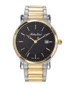 RONDA 505 h3 Quarzuhr für Herren, hergestellt in der Schweiz, aus zweifarbigem Stahl in Silber/Gold