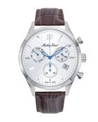 Ronda Z60 Chrono Swiss Made Herrenuhr aus braunem Leder