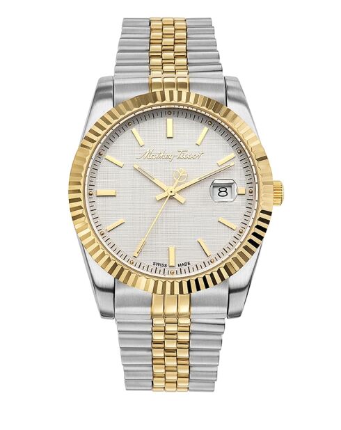 Montre Homme Quartz Swiss Made RONDA 515 H3 en Acier Bicolor argenté/doré