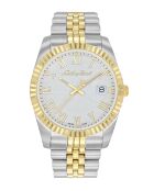 RONDA 515 H3 Quarzuhr für Herren, hergestellt in der Schweiz, aus zweifarbigem Silber-/Goldstahl