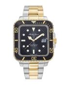 Ronda 505h3 Quarzuhr für Herren, hergestellt in der Schweiz, aus zweifarbigem Stahl in Silber/Gold