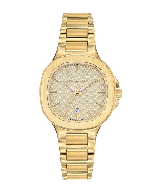 Reloj de cuarzo RONDA 585 h6 fabricado en Suiza para mujer en acero dorado