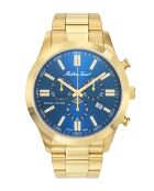 Ronda 5030D Chrono-Quarz-Herrenuhr aus goldfarbenem Stahl, hergestellt in der Schweiz