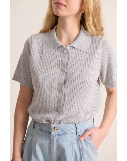 Polo boutonné en Maille Silas silver