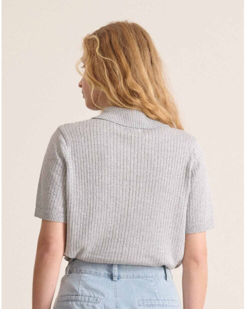 Polo boutonné en Maille Silas silver