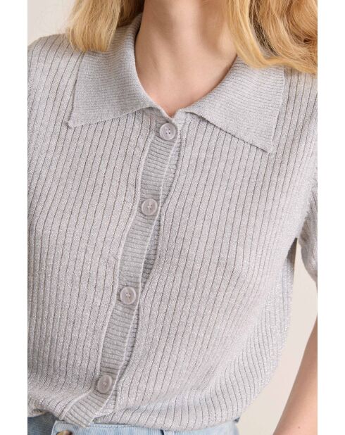 Polo boutonné en Maille Silas silver