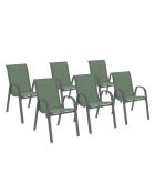 6 sillas de jardín apilables de textileno verde - 51,5x68x84 cm