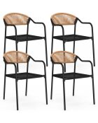 4 Chaises de jardin Nazare en osier et textilène - 57x51x77 cm