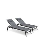 2 Transats inclinables Faro 5 positions gris - 191,5x55x31 cm
