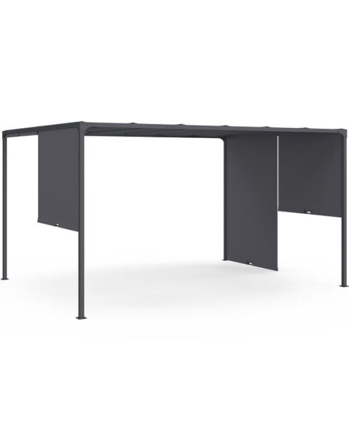 Pergola + 2 tele laterali scorrevoli grigie - 3x4m