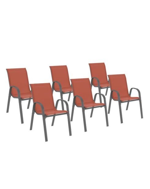 6 stapelbare Gartenstühle aus Terrakottatextilene, 51,5 x 68 x 84 cm