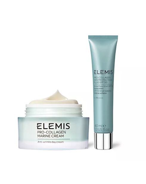 Hydratation et protection : Crème marine pro-collagène et protection solaire SPF50 (coffret 2 pièces)