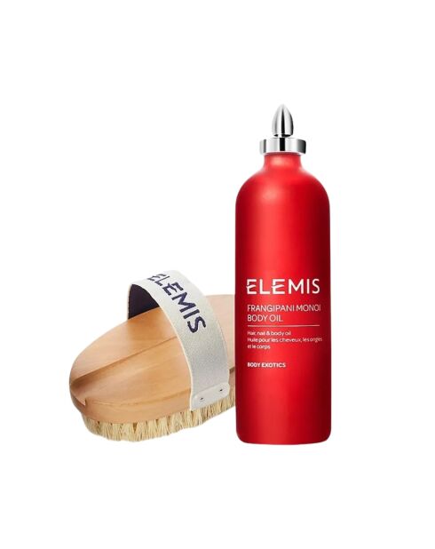 Huile corporelle Frangipani Monoi et ensemble de brosses détox