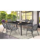 Menorca 6-Sitzer-Gartenmöbel aus Textilene und gehärtetem Glas 6 Sitze Anthrazitgrau - 51,5x68x84 cm