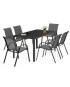Menorca 6-Sitzer-Gartenmöbel aus Textilene und gehärtetem Glas 6 Sitze Anthrazitgrau - 51,5x68x84 cm
