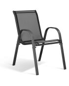 Menorca 6-Sitzer-Gartenmöbel aus Textilene und gehärtetem Glas 6 Sitze Anthrazitgrau - 51,5x68x84 cm