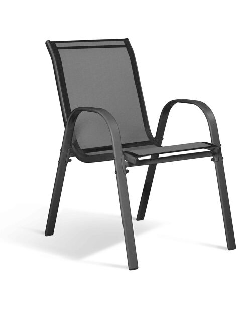 Menorca 6-Sitzer-Gartenmöbel aus Textilene und gehärtetem Glas 6 Sitze Anthrazitgrau - 51,5x68x84 cm