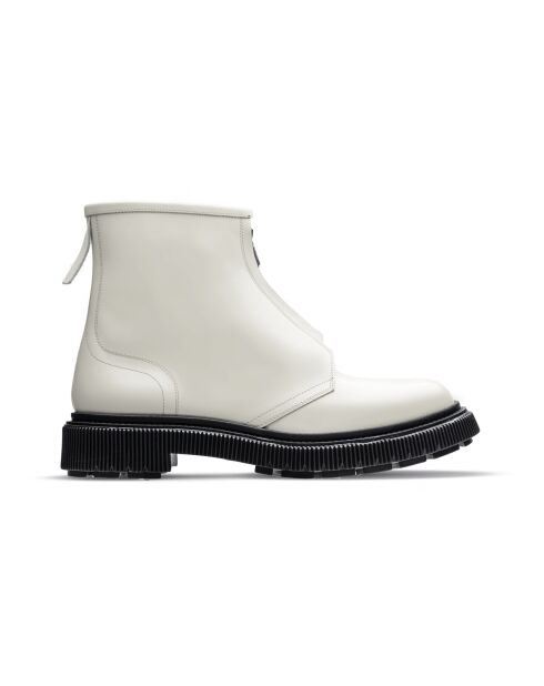 Bottes à fermeture Éclair en cuir ivoires