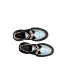 Derbies à boucle en cuir de veau noir/bleu/beige
