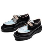 Derbies à boucle en cuir de veau noir/bleu/beige