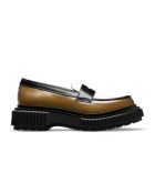 Mocassins en cuir de veau moutarde/ivoire/noir