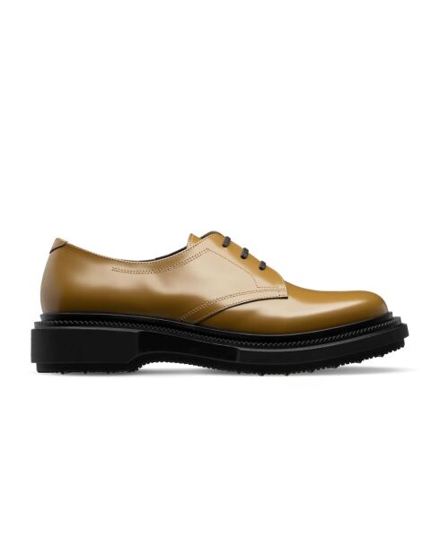 Derbies à lacets en cuir de veau moutardes