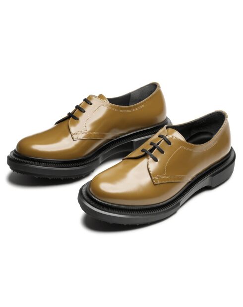 Derbies à lacets en cuir de veau moutardes