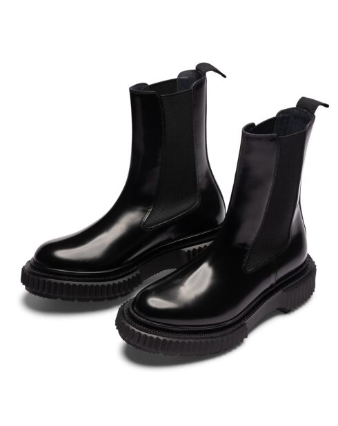 Bottes Chelsea montantes en cuir noires