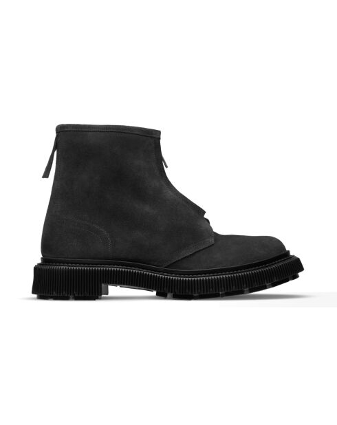 Bottes à fermeture éclair en cuir suédé noires