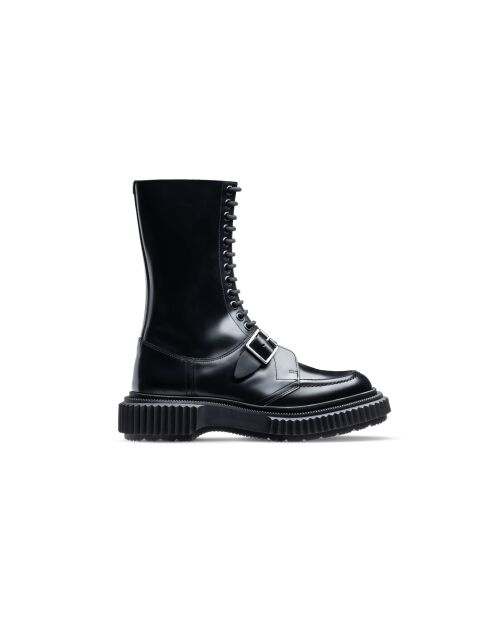 Bottes hautes à boucle en cuir noires