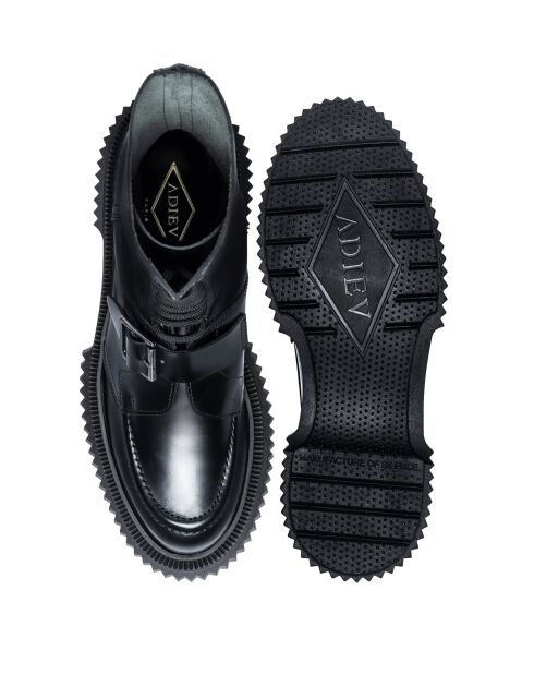 Bottes hautes à boucle en cuir noires